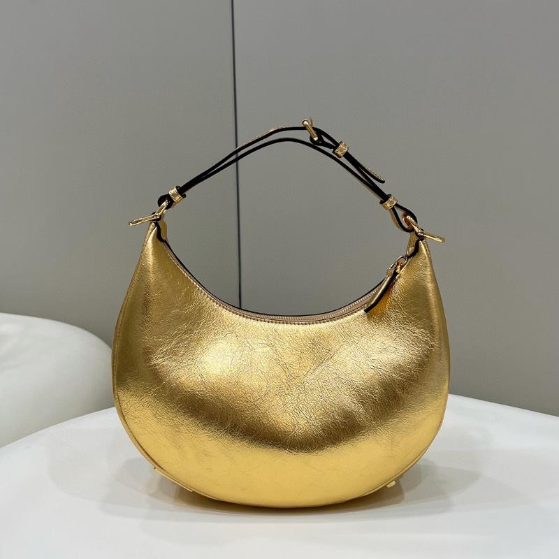 Fendi Clutches Shoulder Bag 8BR798 Oil Wax Gold